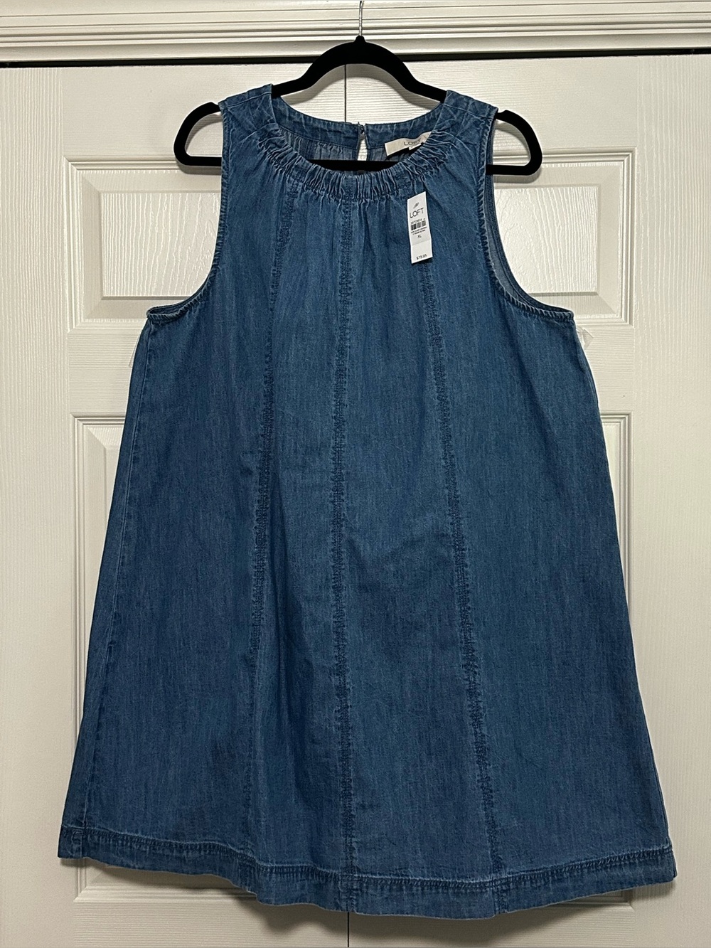 Ann Taylor LOFT‎ Chambray Seamed Mini Dress in Mezzo Blue Wash Size XL NWT